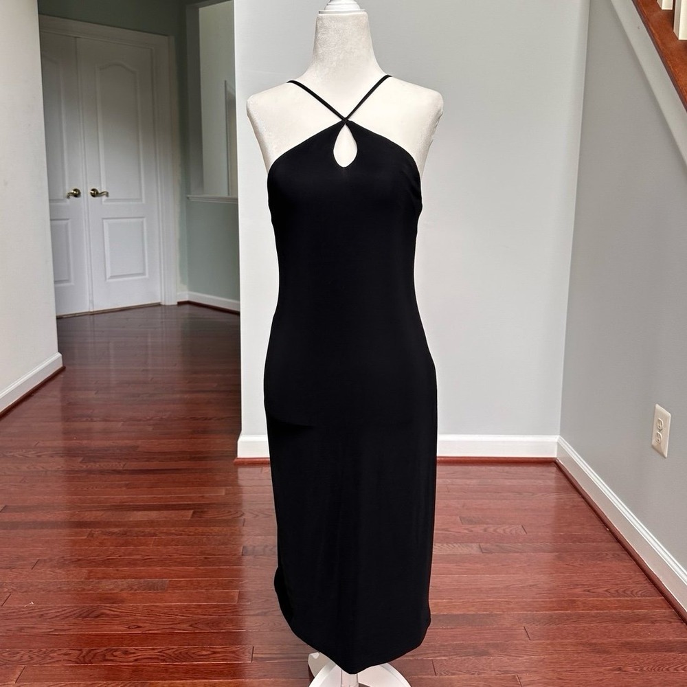 Vintage 2000s City Triangles Cutout Simple Black Euro Summer Cocktail Dress